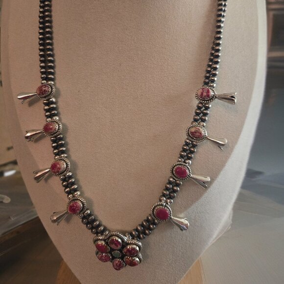 Sea Sediment Jasper Squash blossom necklace - Picture 2 of 4